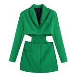 Hollow Out Waist Blazer Dress - Veira Trending Shop