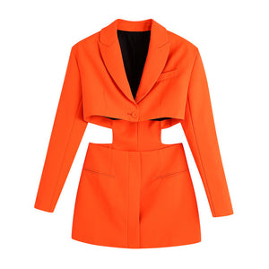 Hollow Out Waist Blazer Dress - Veira Trending Shop