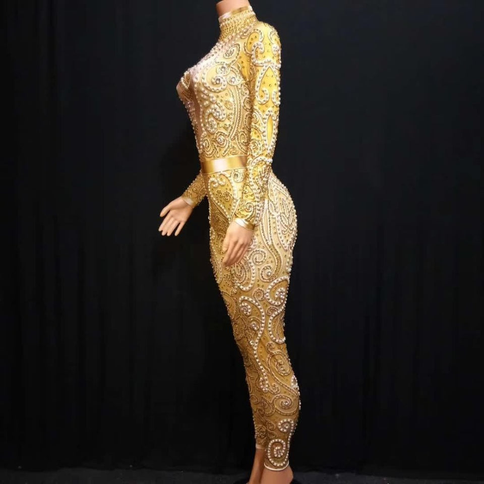 Elegant Pearls Long Sleeves Jumpsuit - Veira Trending Shop