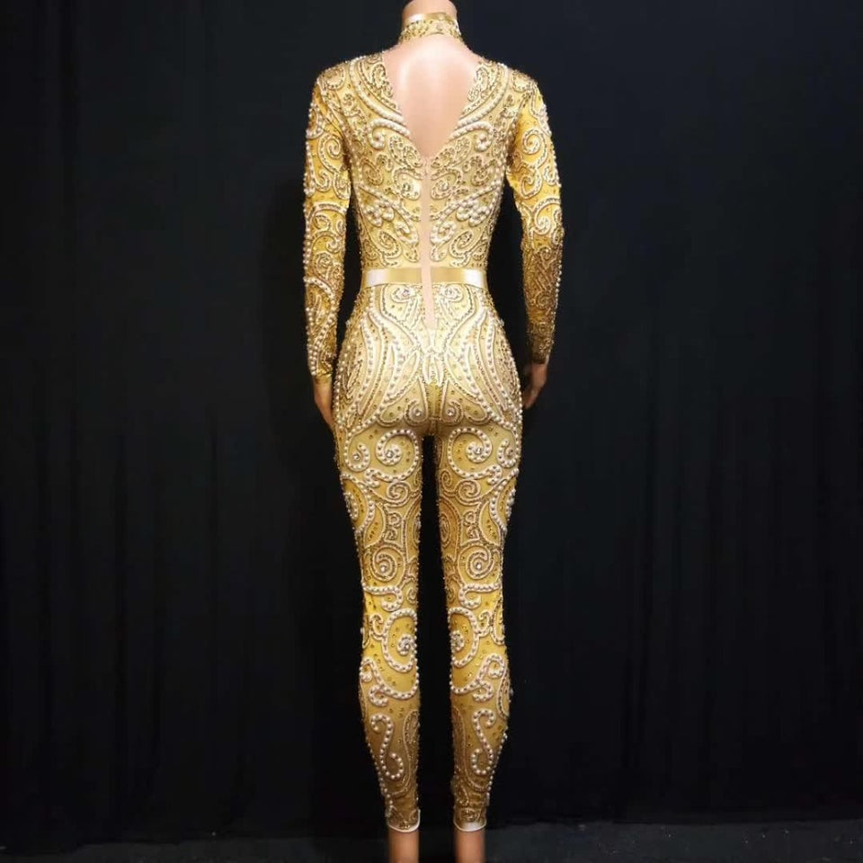 Elegant Pearls Long Sleeves Jumpsuit - Veira Trending Shop
