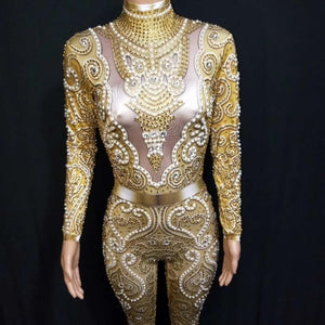 Elegant Pearls Long Sleeves Jumpsuit - Veira Trending Shop