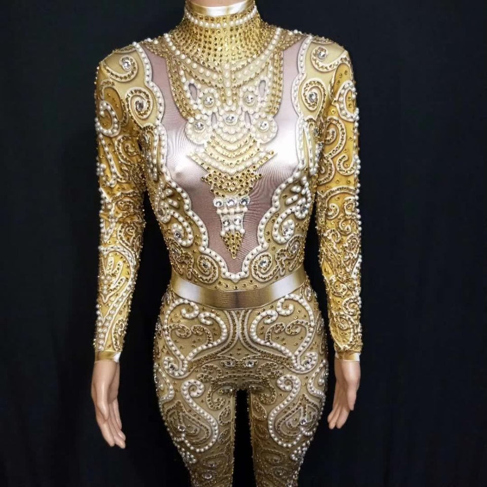 Elegant Pearls Long Sleeves Jumpsuit - Veira Trending Shop