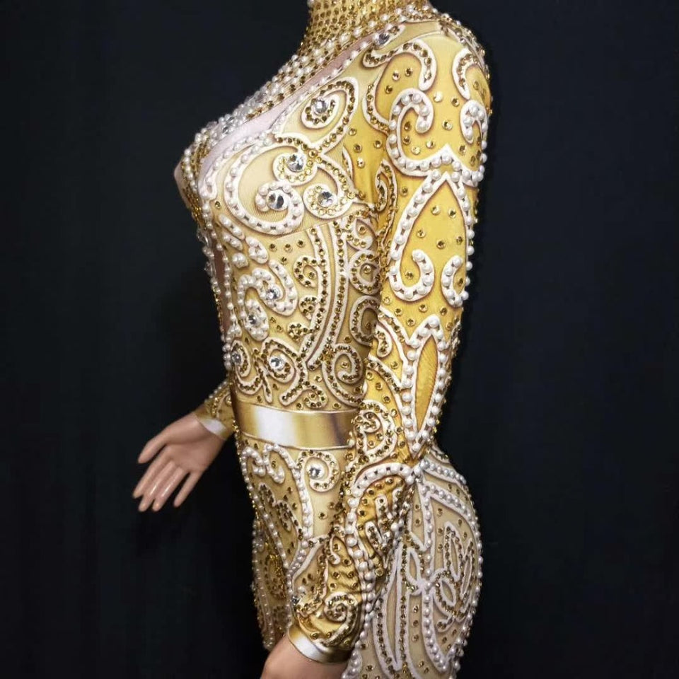 Elegant Pearls Long Sleeves Jumpsuit - Veira Trending Shop