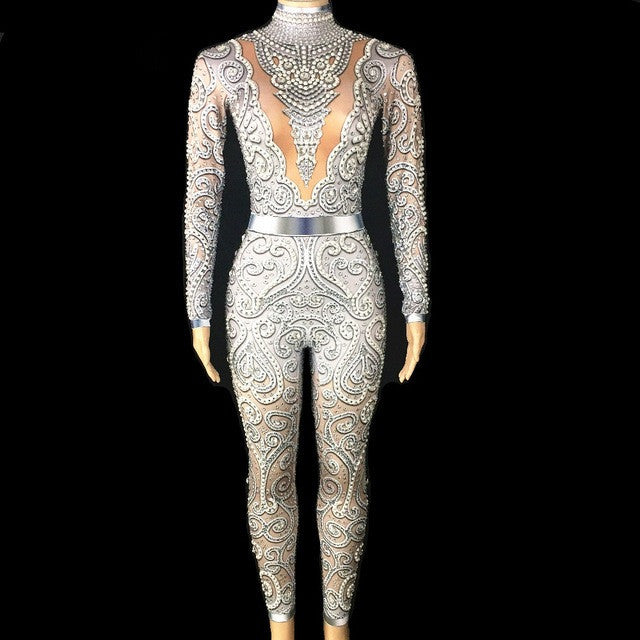 Elegant Pearls Long Sleeves Jumpsuit - Veira Trending Shop