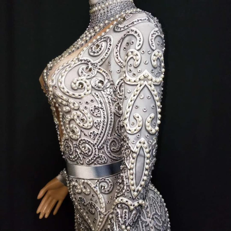 Elegant Pearls Long Sleeves Jumpsuit - Veira Trending Shop