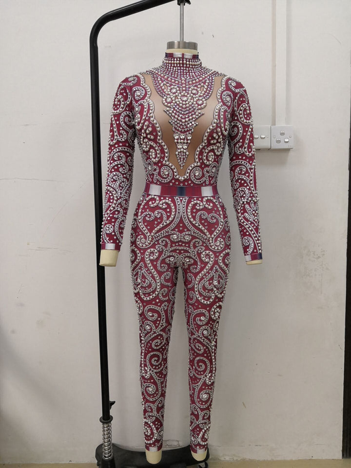 Elegant Pearls Long Sleeves Jumpsuit - Veira Trending Shop