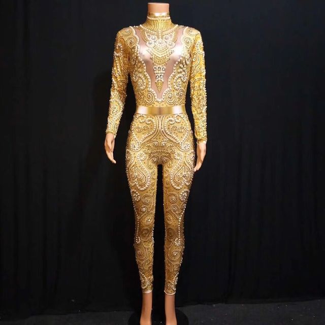 Elegant Pearls Long Sleeves Jumpsuit - Veira Trending Shop