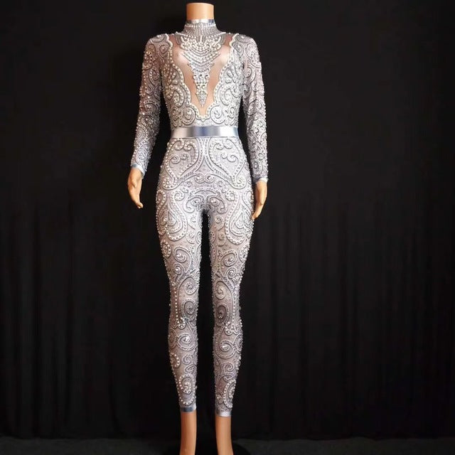 Elegant Pearls Long Sleeves Jumpsuit - Veira Trending Shop